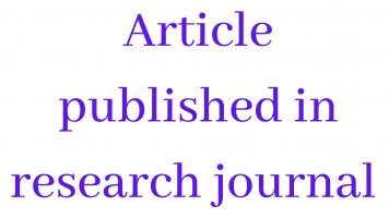 Article published in research journal