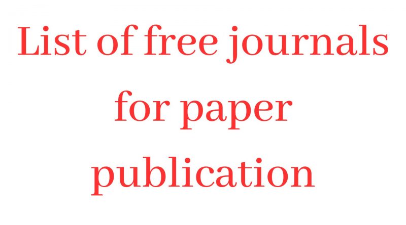 international journals with free publication charges