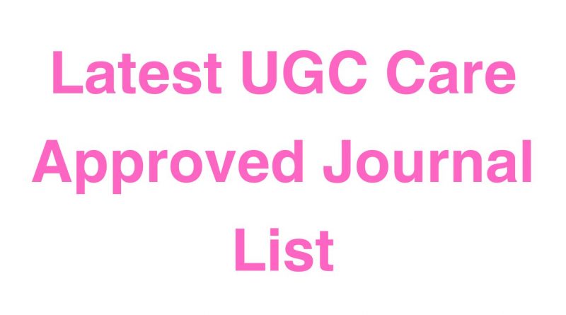 Latest UGC Approved Journal List